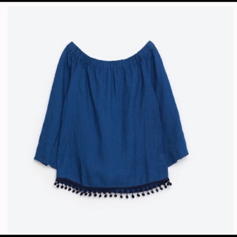 Zara off shoulder tassel top